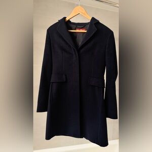 Max Mara Studio Women's Virgin Wool Navy Coat, Size US 6